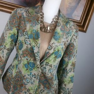 FDJ French Dressing Blue Green Floral Blazer 14